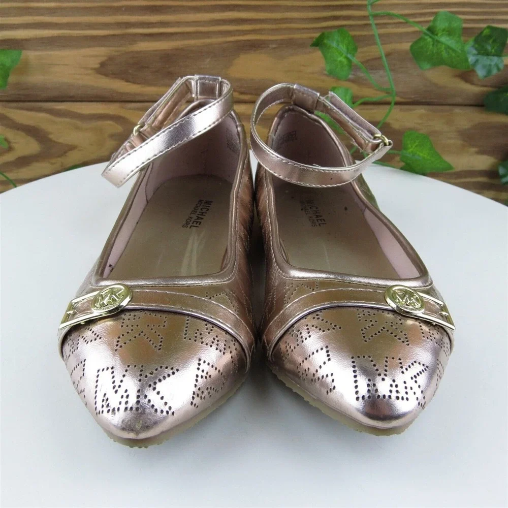 Michael Kors Sz 1 Shoes Girls‎ Youth Mary Jane Rose Gold Synthetic Buckle